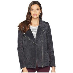Blank NYC Real Suede Moto Jacket in Dark and Stormy S